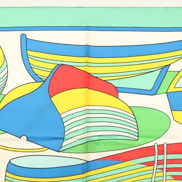 HERMES Carre 90 Scarf ""THALASSA"" Silk Green Auth 142398 - Picture 3 of 14